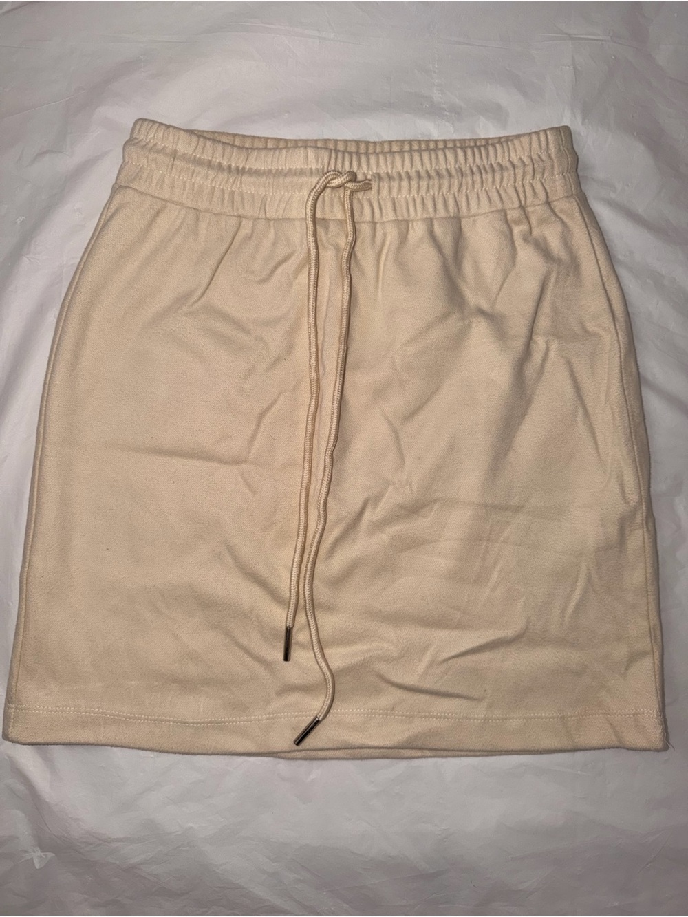 Have Cream Drawstring Mini Skirt